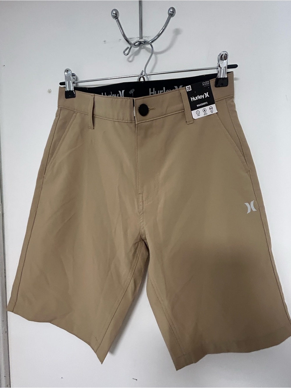 Hurley Men’s Tan Flat-Front Performance Shorts